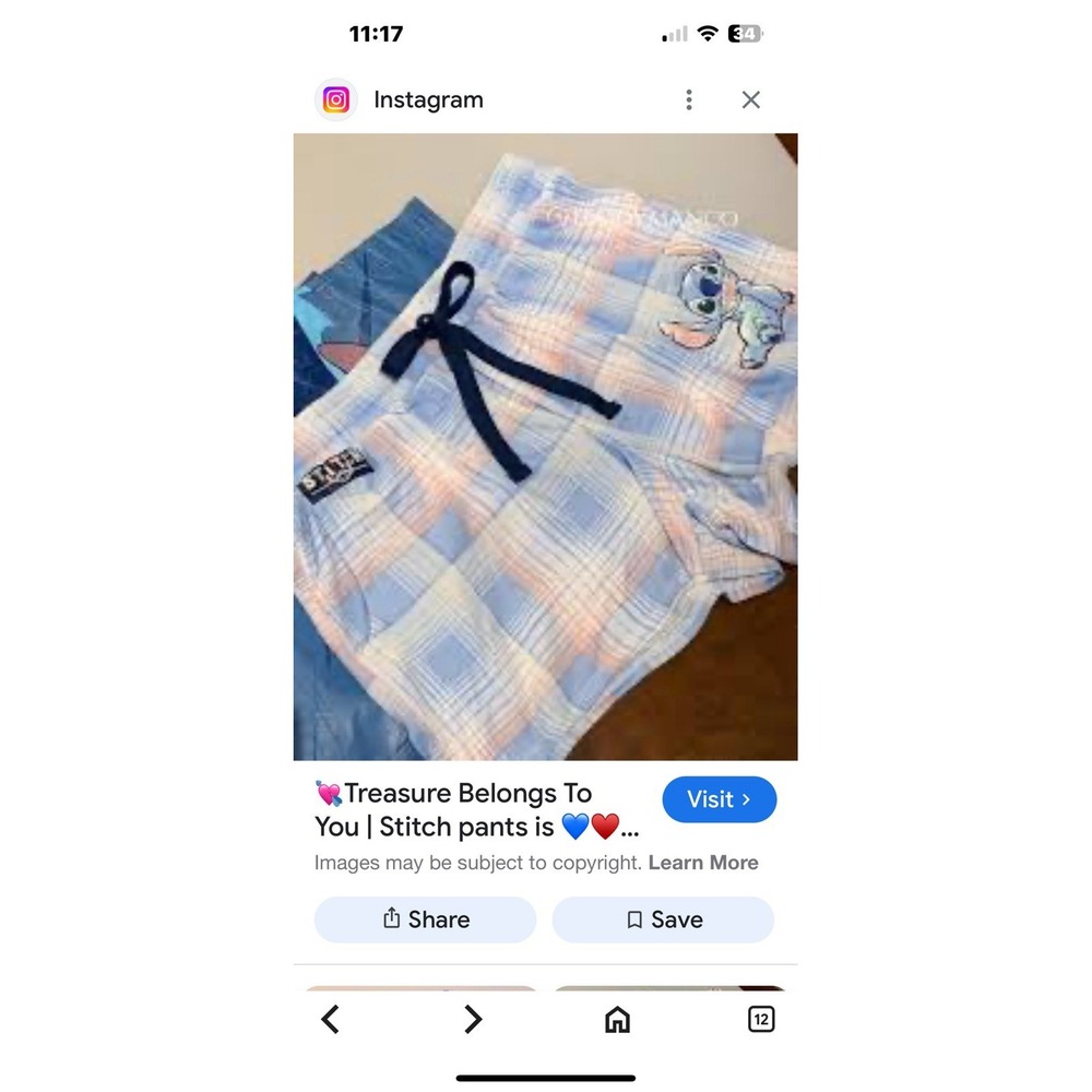 Disney Stitch Sleep Shorts‎ Size Large